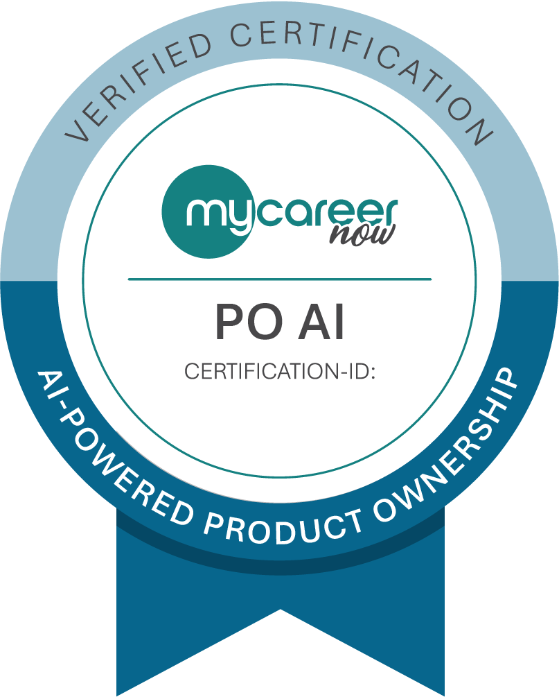 Zertifikats-Badge zum Modul „AI-Powered Product Ownership“